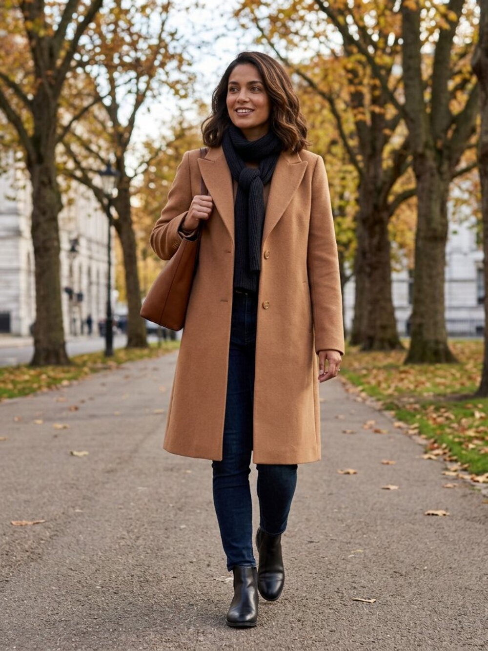 Lauren Ralph Lauren Camel Wool Blend Two Button Longline Coat - Size 16